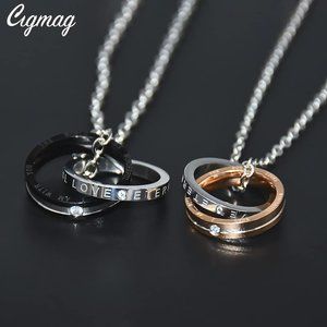 Matching Necklace for Couples - Promise Love Pendant Necklaces Set Doubl…